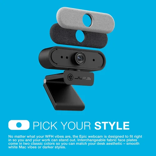 Vista 4 de JLab Epic Cam, cámara web USB 2K, enfoque automático, micrófonos duales, negro