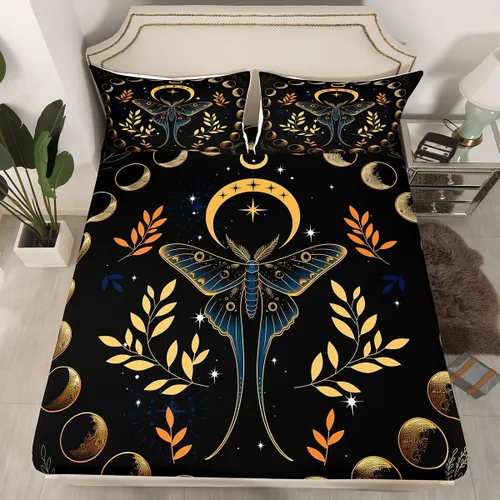 Vista 10 de Sábana bajera ajustable de mariposa, tamaño individual, estrellas estrelladas, galaxia azul, nebulosa, universo de nebulosa, suave, lujoso, juego