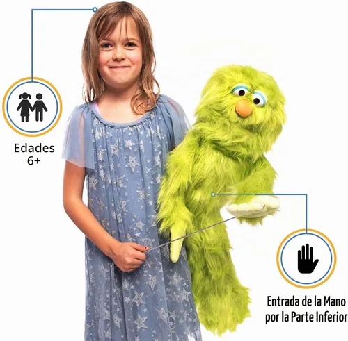 Vista 2 de Marioneta de monstruo verde de 30 pulgadas, marioneta estilo ventrílocuo de cuerpo completo