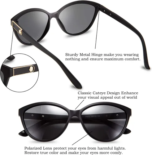 Vista 6 de FEISEDY Gafas de sol polarizadas clásicas Cateye para mujer, 100% protección UV B2512, 58mm