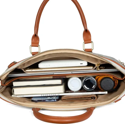 Vista 6 de Maletín para laptop, para hombres y mujeres, bolsa de hombro tipo mensajero, bolsa cruzada de viaje, bolsa de negocios para laptop de 15 pulgadas