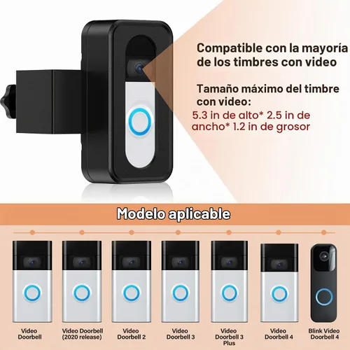 Vista 3 de Actualización de soporte antirrobo para timbre de video, no bloquea el sensor de movimiento del timbre, soporte de montaje sin taladro