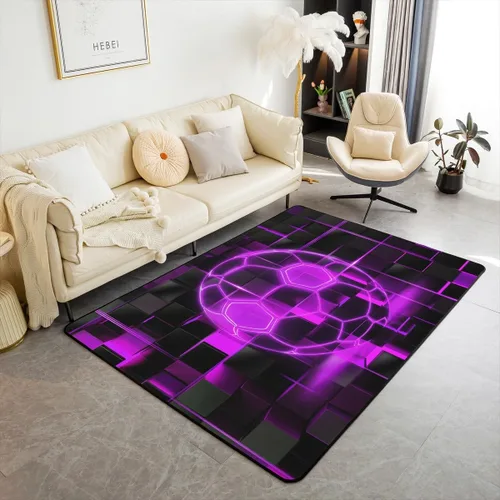 Vista 34 de Erosebridal Tapete de fútbol para interiores de 3 x 5 pulgadas, alfombra de fútbol neón para niños, adolescentes, hombres, brillantes, geométricas