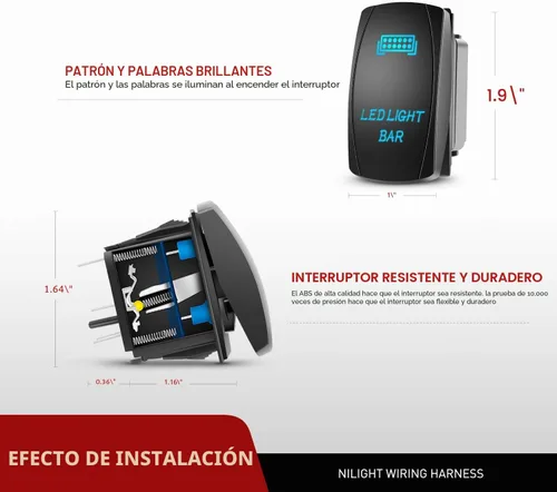 Vista 7 de Nilight - Barra de luz LED de 22 pulgadas, 120 W, combo de luces de conducción de 12 V, 5 pines, interruptor basculante de 16 AWG, kit de arnés