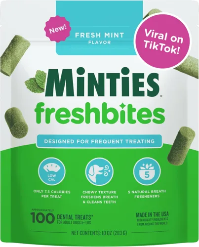 Vista 15 de Minties VetIQ - Golosinas dentales en hueso para perros, masticables dentales para perros medianos a grandes (más de 40 libras), 40