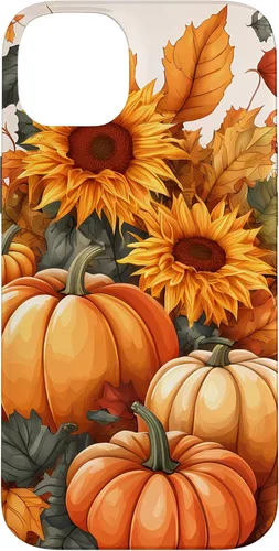 Vista 15 de iPhone 16 Nice Art Of Fall Pumpkins, Sunflowers, And Autumn Leaves Case