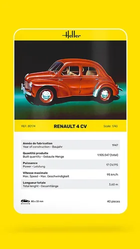 Vista 6 de Heller Renault 4 CV Kit de construcción de modelos de coche (21 piezas)