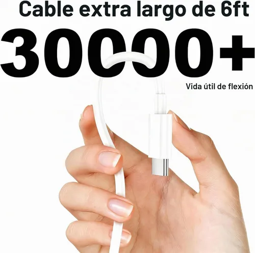 Vista 6 de Paquete de 3 cargadores tipo C con cable de 1.8 m de carga rápida para iPhone 17/16/15, bloques de carga USB C de 25 W súper rápidos para Samsung