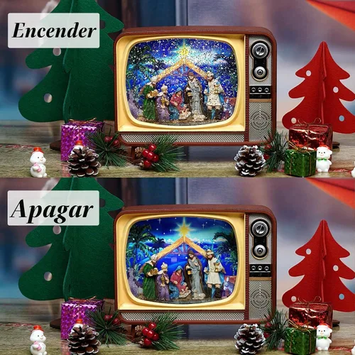 Vista 4 de Linterna de agua con globo de nieve de aldea navideña, decoración brillante, funciona con pilas USB, linterna controlable de volumen/luz/juego