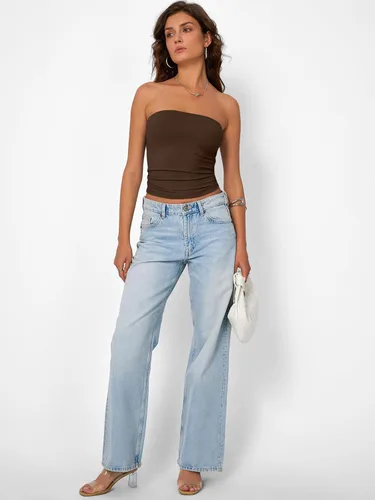 Vista 6 de Trendy Queen Top corto bandeau sin tirantes para mujer Chocolate