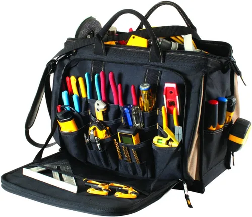 Vista 4 de Bolsa de herramientas multicompartimento con 50 bolsillos de artesanía en piel personalizable 1539
