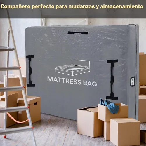 Vista 13 de Bolsas de colchón para mudanza y almacenamiento, protector de colchón impermeable, funda de colchón Cal King con 8 asas resistentes y cremallera Gris