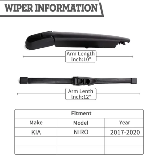 Vista 2 de Juego de tuercas de brazo y escobilla de limpiaparabrisas trasero de repuesto para KIA NIRO 2017-2020, conjunto de accesorios de cubierta