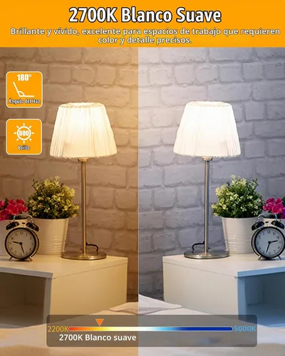 Vista 5 de MASTERY MART Bombillas LED A19 equivalentes a 60 vatios, 9 W no regulables, sin parpadeo, 800 lúmenes, blanco suave 2700 K, base E26, 10000 horas