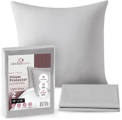 Vista 24 de CIRCLESHOME Protectores de almohada europeos – Fundas de almohada 100% algodón transpirable – Fundas de almohada cuadradas de 26 x 26 pulgadas