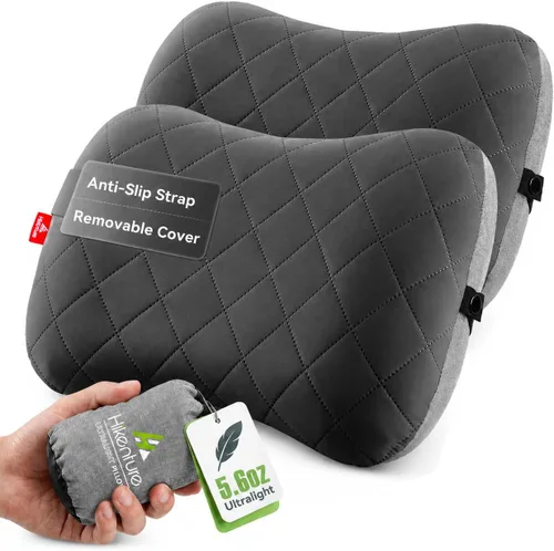 Vista 16 de Almohada de camping Hikenture con funda extraíble - Almohada ultraligera e inflable para soporte lumbar y cervical - Almohada de mochila mejorada