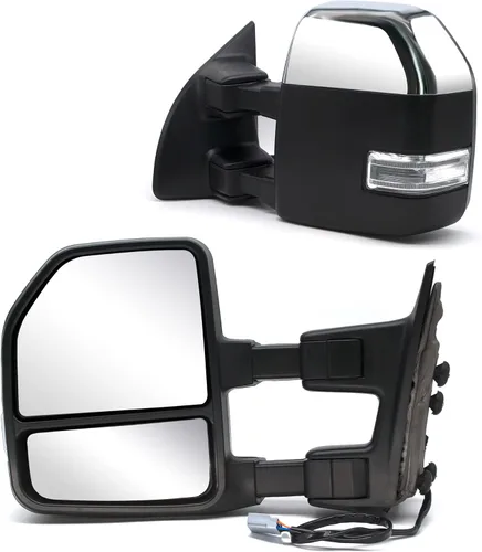 Vista 14 de JZSUPER Espejos de remolque aptos para 1999 2000 2001 2002 2003 2004 2005 2006 2007 Ford F250 F350 F450 F-550 Super Duty, eléctricos