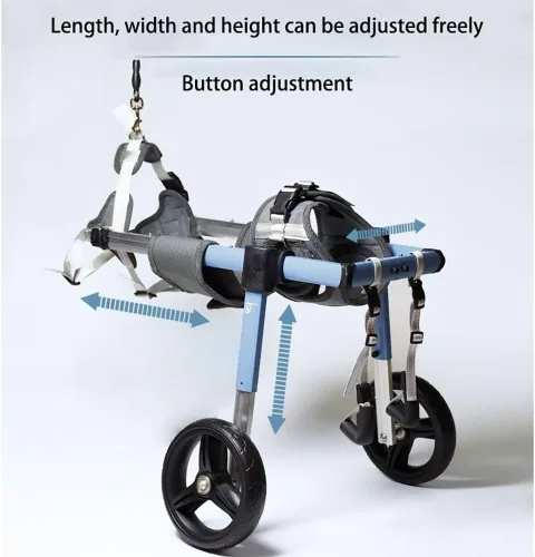 Vista 4 de Silla de ruedas canina para patas traseras, andador portátil de rehabilitación de mascotas, configuración sin herramientas, aluminio aeronáutico