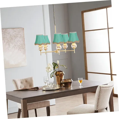 Vista 6 de Uonlytech Pantalla de lámpara de tela verde, con clip de arpillera, pantalla de lino para lámpara de mesa, lámpara de pared, sala de estar