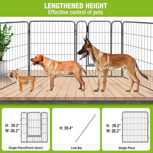Vista 6 de Corralito de ejercicio para perros, 8 paneles, valla portátil resistente para cachorros, gatos, conejos, corralitos para interiores y exteriores