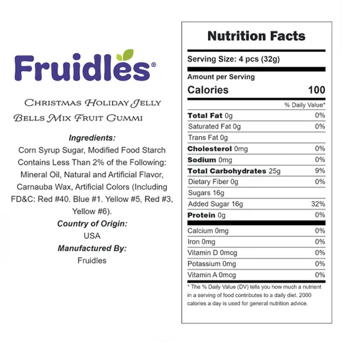Vista 2 de Fruidles Caramelos de gomitas de frutas con mezcla de gelatina navideña, deliciosas gomitas con forma y sabor navideño (1 libra)