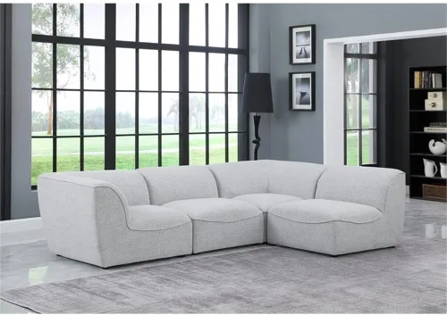 Vista 6 de Meridian Furniture Miramar Collection Modern Seccional modular tapizado con textura de lino contemporáneo, 109 pulgadas de ancho x 71 pulgadas