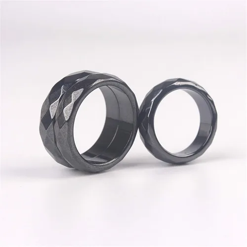 Vista 4 de 3 unids negro hematita imán piedra anillo absorber energía negativa equilibrio de ansiedad chakra anillo para mujeres hombres niñas niñas
