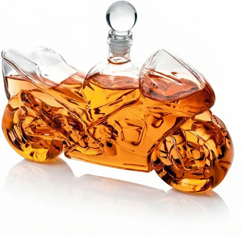 Vista 10 de Juego de decantador de whisky y vino en forma de motocicleta con regalos de motocicleta, regalos de moto, dispensador para vino, whisky escocés