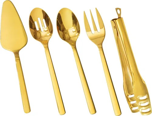 Vista 7 de KINGSTONE Juego de utensilios de servir para anfitriona grande, 18/10 de acero inoxidable resistente cucharas de servir de 10 pulgadas, cucharas