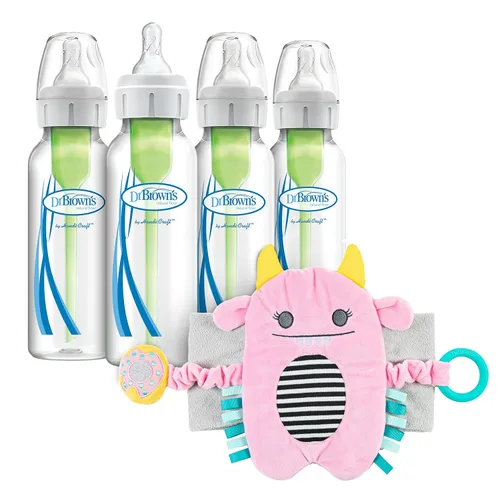 Vista 7 de Dr. Brown's Anti-Colic Options+ Biberones estrechos, paquete de 4 onzas y cinturón de grifo para bebés para gas cólico natural y alivio del malestar