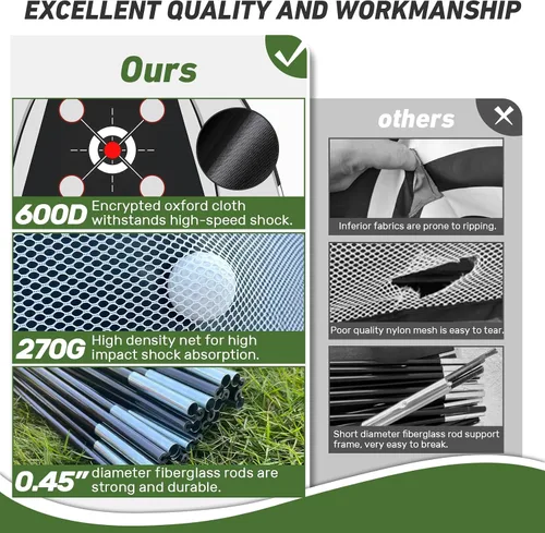 Vista 4 de Golf Net with Practice Mat,Golf Hitting Aid Nets 10x7FT for Backyard Driving Chipping Training Swing with Target Mat Balls for Outdoor Indoor，Gifts