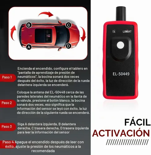 Vista 4 de EL-50449 Herramienta de reinicio TPMS, herramienta de programación TPMS de reinicio del sensor de presión de neumáticos, compatible con Lincoln