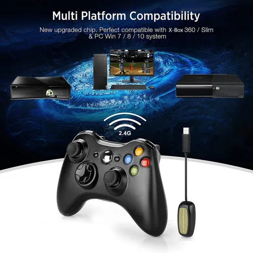Vista 5 de YAEYE Controlador inalámbrico para Xbox 360 24GHZ Game Joystick Controller Gamepad Remote compatible con Xbox 360360 Slim PC Windows 7 8 10 11
