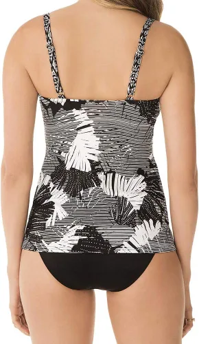 Vista 4 de Miraclesuit Traje de baño para mujer, con nudo de amor, escote de corazón, brasier con aros, tankini