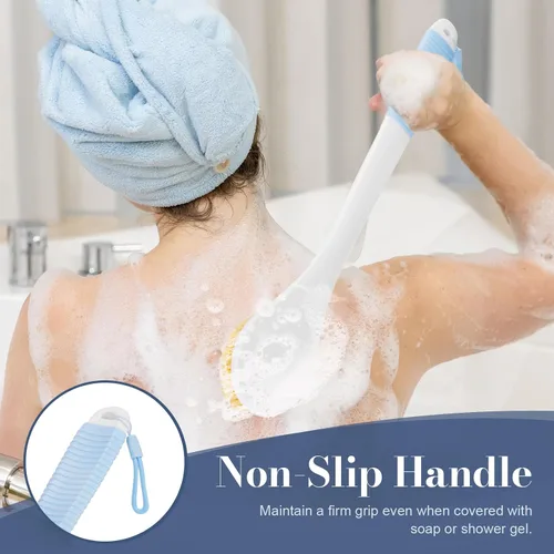 Vista 3 de Limpiador de espalda para ducha, cepillo corporal de ducha para limpieza con mango largo para ducha, limpiador de espalda de 17 pulgadas para ducha