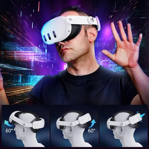 Vista 6 de ALAFLY Upgrade Head Strap Compatible with Metas Quest 3, One Click Stretch and Retract Adjustable, Enhanced Comfort and Gaming Immersion VR