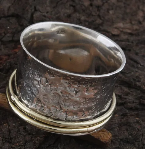 Vista 21 de Boho Spinner Ring, Mothers Day Gift, Silver 925 Women Ring, Sterling Silver 925 Ring, Fidget Spinner Ring,Women Silver Anxiety Ring