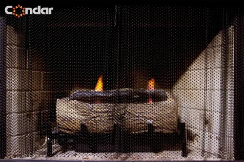 Vista 2 de Mejora el estilo de tu chimenea con una pantalla de malla Condar de malla. Cortina de malla para chimenea. 24 pulgadas de alto. Incluye 2 paneles