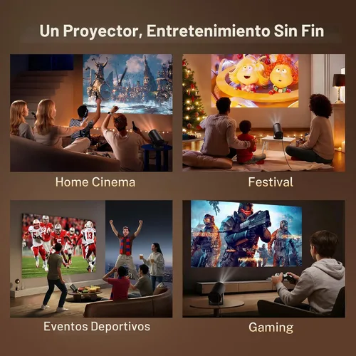 Vista 11 de Mini proyector con WiFi 6 y Bluetooth 5.4 Keystone vertical automático integrado Android 14 OS, 1080P 4K compatible con proyector giratorio portátil