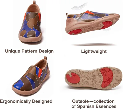 Vista 6 de UIN Zapatos para caminar para hombre sin cordones de gamuza de vaca casuales ligeros cómodos a la moda Cuenca Azul