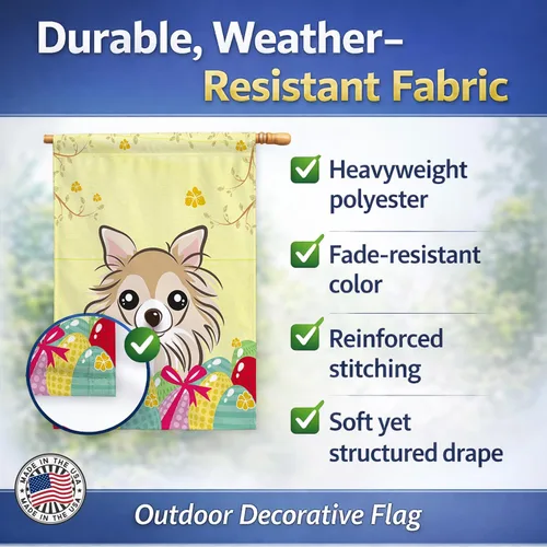 Vista 770 de Caroline's Treasures BB1923GF Bandera decorativa para jardín con diseño de Border Collie, para caza de huevos de Pascua, para jardín, jardín, patio
