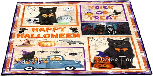 Vista 18 de Doggie of the Day Black Cats Floor Mat - 4th of July Independence Day - Best Dog Doormat - Protector Decor - Unique Portrait Art - Premium Quality