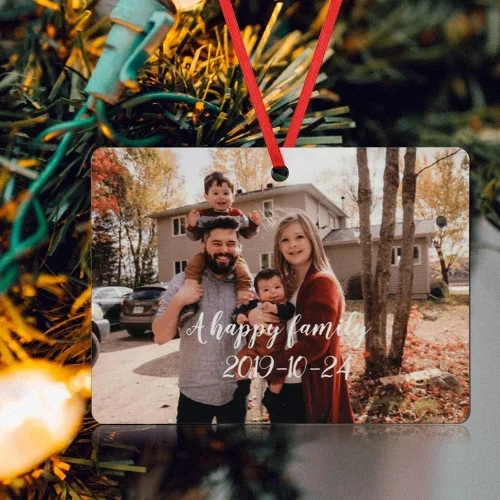 Vista 4 de Fortheday Adorno de Navidad personalizado 2023, adorno con foto, juego creativo de decoración para árbol de Navidad (rectángulo-2)