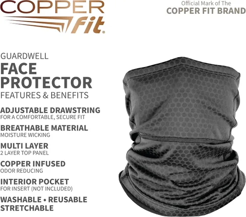 Vista 2 de Copper Fit Protector de cara y polaina de cuello unisex para adultos, color carbón