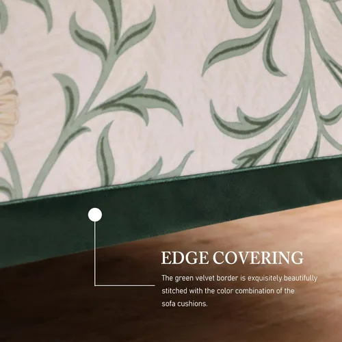 Vista 4 de patdrea Funda de sofá de diseño, fundas de terciopelo verde floral para banco de cama seccional, fundas de banco de cama de lujo, funda