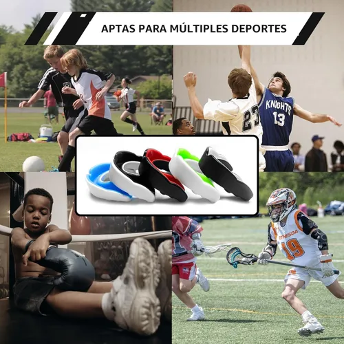 Vista 7 de Paquete de 5 protectores bucales para niños y jóvenes, para deportes, niños y niñas, con funda, protector bucal deportivo para fútbol, lacrosse