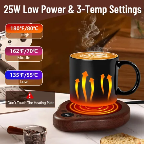 Vista 2 de Calentador de Tazas, Calentador de Tazas de Café con 3 Ajustes de Temperatura, Calentador de Café con Ajustes de Tiempo de 2-12H, Calentador