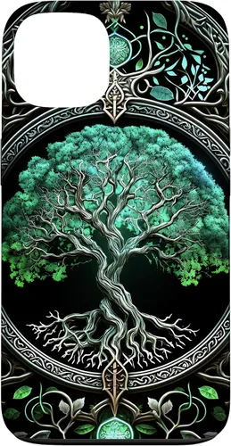 Vista 7 de Tree of Life Yoga Spiritual Celtic Viking Green Black Case for iPhone 17