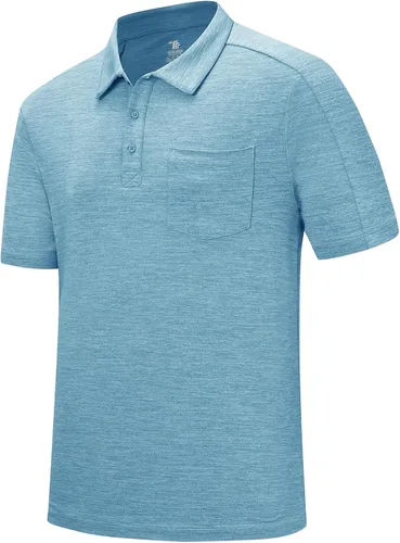 Vista 12 de Rdruko Camisas polo para hombre de manga corta, secado rápido, para golf y deportes al aire libre con bolsillo 01 Negro