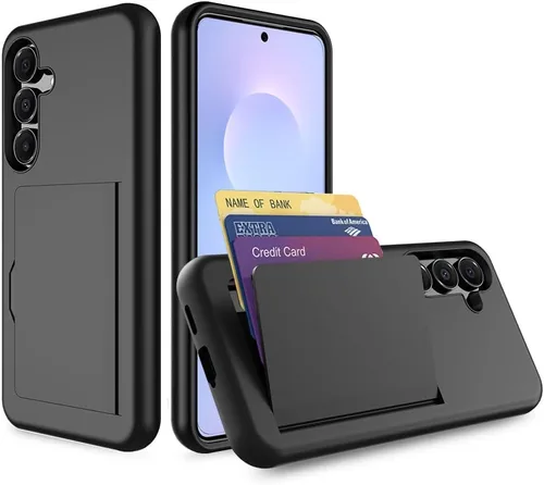 Vista 29 de Funda para Samsung Galaxy S25 con tarjetero, ranura para tarjeta de crédito Funda protectora tipo cartera - Negro